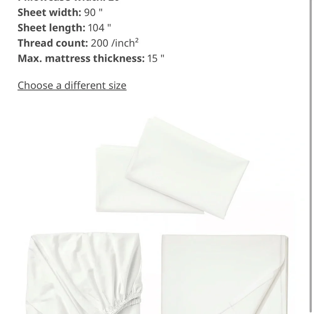 IKEA White Bedding Sheet Set